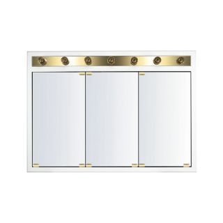 KraftMaid Cottage 47 3/4 in x 33 3/4 in White Lighted MDF Surface Mount and Recessed Medicine Cabinet