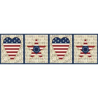 allen + roth 6 1/2 Blue Stars And Stripes Prepasted Wallpaper Border