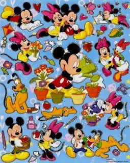 Mickey gardening Disney Sticker Sheet E029 ~ Daisy Minnie Mouse flower pot school 