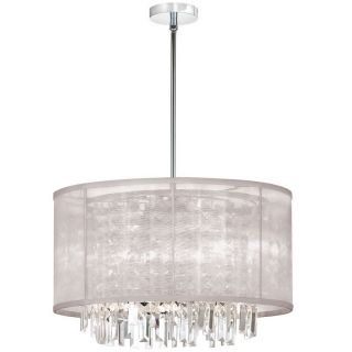 Dainolite Lighting Organza Bling 12 in W Polished Chrome Crystal Accent Pendant Light with Fabric Shade