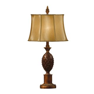 Absolute Decor 30.5 in 3 Way Switch Verdi Gold Indoor Table Lamp with Fabric Shade