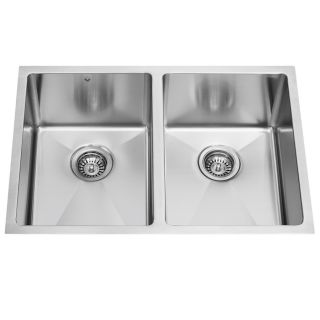 VIGO 16 Gauge Double Basin Undermount Stainless Steel Kitchen Sink
