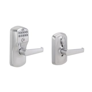 Schlage Satin chrome Universal Handed Residential Electronic Door Lever