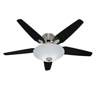Hunter Riazzi 56 in Brushed Nickel Downrod Mount Ceiling Fan with Light Kit
