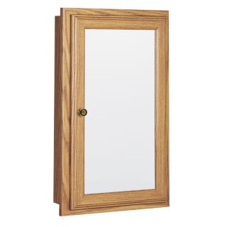 Style Selections 15.75 in x 25.75 in Oak Particleboard Surface Mount and Recessed Medicine Cabinet