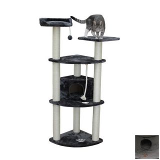 kitty mansions Toronto 60 in Gray Faux Fur 4 Level Cat Tree