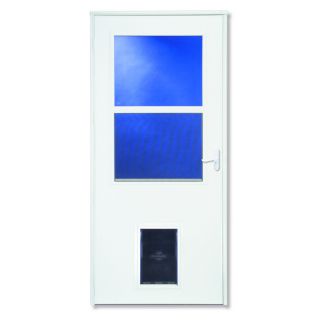 LARSON White Pet Door High View Tempered Glass Storm Door (Common 81 in x 32 in; Actual 81.13 in x 33.56 in)