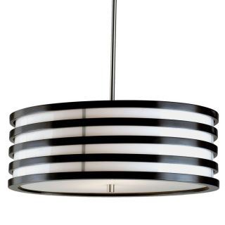 Nova Lighting Kobe 22 in W Dark Brown Wood and Brushed Nickel Pendant Light with Frosted Shade