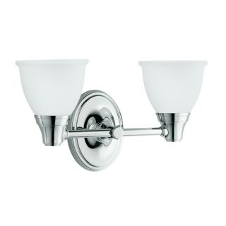 KOHLER Forte 15.43 in W 2 Light Polished Chrome Arm Hardwired Wall Sconce