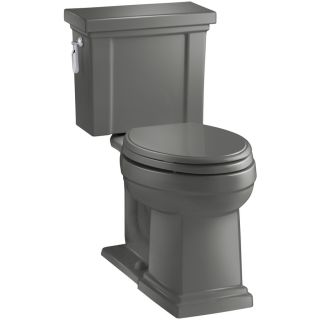 KOHLER Tresham Thunder Grey 1.28 GPF (4.85 LPF) 12 in Rough In WaterSense Elongated 2 Piece Comfort Height Toilet