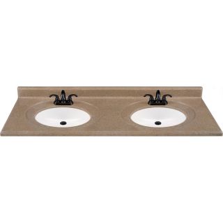 Style Selections Kona Solid Surface Integral Double Sink Bathroom Vanity Top (Common 61 in x 22 in; Actual 61 in x 22 in)