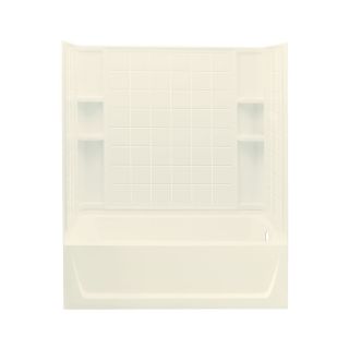 Sterling Ensemble AFD Biscuit Fiberglass and Plastic Wall and Floor 4 Piece Alcove Shower Kit with Bathtub (Common 60 in x 32 in; Actual 76 in x 60 in x 32 in)