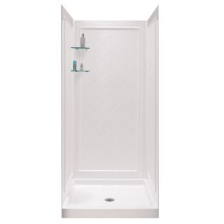 DreamLine Shower Base and Back Walls 76.75 in H x 32 in W x 32 in L White Acrylic Wall 4 Piece Alcove Shower Kit