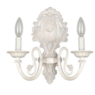 Style Selections Style Selections 11.63 in W 2 Light Antique White Arm Hardwired Wall Sconce