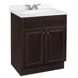Project Source 24.5 in W x 18.5 in D Java Intergral Single Sink Bathroom Vanity with Cultured Marble Top