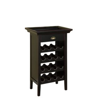 Powell Black 16 Bottle Asian Hardwood Wine Cabinet
