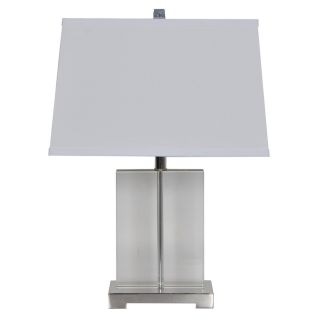 Trident Home 22 1/4 in Clear/Crystal Crystal Table Lamp with Fabric Shade