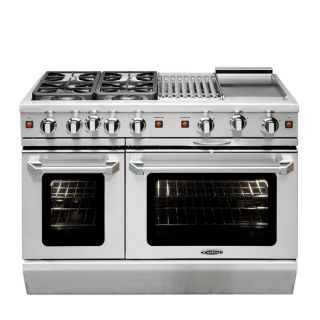 Capital Precision L 48 in 4.9 cu ft/2.7 cu ft Double Oven Convection Gas Range (Stainless Steel)