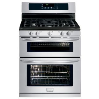 Frigidaire Gallery 30 in 5 Burner 3.5 cu ft/2.3 cu ft Self Cleaning Double Oven Convection Gas Range (Stainless Steel)