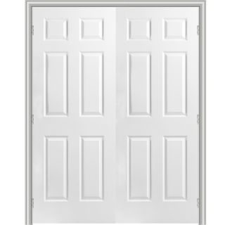 ReliaBilt 6 Panel Hollow Core Textured Molded Composite Universal Interior French Door (Common 80 in x 48 in; Actual 83.5 in x 53 in)