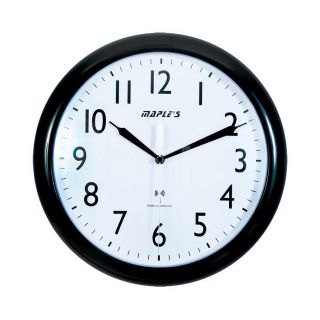 Maples 10 in Standard/Arabic Numeral Radio Controlled Black Wall Clock