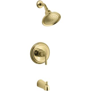 KOHLER Devonshire Vibrant Polished Brass 1 Handle Bathtub and Shower Faucet Trim Kit with Single Function Showerhead