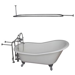 Barclay 71.25 in L x 30.25 in W x 72 in H Polished Chrome Cast Iron Oval Clawfoot Bathtub with Back Center Drain