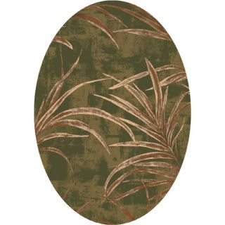 Milliken Rain Forest 5 ft 4 in x 7 ft 8 in Oval Green Transitional Area Rug