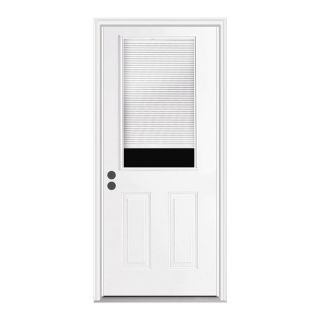 ReliaBilt Blinds Between The Glass Half Lite Prehung Inswing Steel Entry Door Prehung (Common 80 in x 30 in; Actual 81.75 in x 31.5 in)