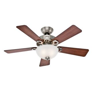 Hunter Ridgefield Bowl 5 Minute 44 in Brushed Nickel Downrod or Flush Mount Ceiling Fan with Light Kit