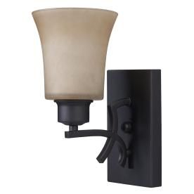 Canarm Oil Rubbed Bronze Flamenco Wall Sconce with Amber Scavo Glass