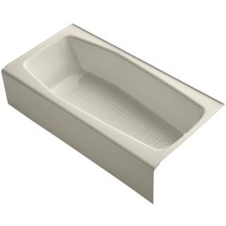 KOHLER Villager 60 in L x 30.25 in W x 14 in H Almond Cast Iron Rectangular Skirted Bathtub with Right Hand Drain