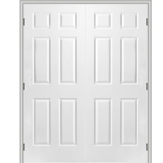 ReliaBilt 6 Panel Hollow Core Textured Molded Composite Universal Interior French Door (Common 80 in x 60 in; Actual 83.5 in x 65 in)