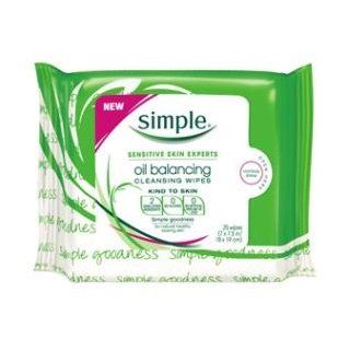 Simple Oil Balancing Wipes, 25 Count  Facial Cleansing Cloths And Towelettes  Beauty
