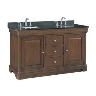 allen + roth Fenella 60.5 in x 22 in Rich Cherry Undermount Double Sink Bathroom Vanity with Granite Top