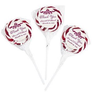 Personalized Red Wedding Swirl Pops   Candy & Suckers & Lollipops  Grocery & Gourmet Food