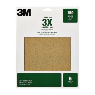 3M 5 Pack 150 Grit 9 in W x 11 in L Sandpaper Sheets