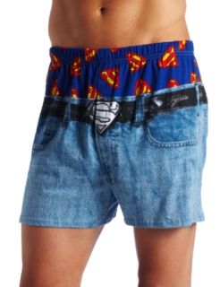 Briefly Stated Men's Superman Pants On The Ground Boxer, Blue, Medium Clothing