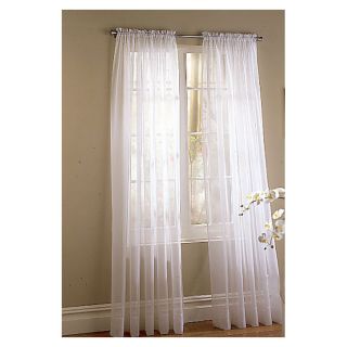 Style Selections High Twist Voile 84 in L Solid White Rod Pocket Sheer Curtain