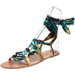 Boutique 9 Women's Basia Sandal, Gold/Turquoise Multi, 7 M US Shoes