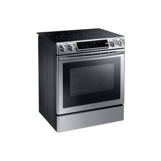 Samsung 30 in Smooth Surface 5 Element 5.8 cu ft Self Cleaning with Steam Slide In Convection Electric Range (Stainless Steel)