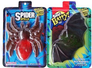 World's Largest Gummy Bat and Spider Party Favor Fun Candy (5.8oz Each & 6 inches wide   set contains 1 bat and 1 tarantula spider) Health & Personal Care