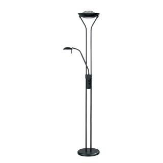 Lite Source 71 in Black Torchiere with Side Light Indoor Floor Lamp with Metal Shade