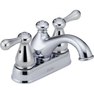 Delta Leland Chrome 2 Handle 4 in Centerset WaterSense Bathroom Sink Faucet (Drain Included)