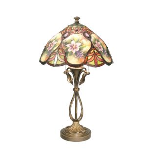 Dale Tiffany 26 in Antique Brass Tiffany Style Table Lamp with Multicolor Shade
