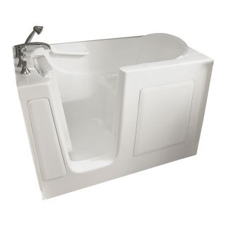 American Standard 60 in L x 30 in W x 38 in H White Gelcoat and Fiberglass Rectangular Walk In Bathtub with Left Hand Drain