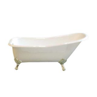 Sign of the Crab Tahoe 66.5 in L x 30 in W x 29 in H White Cast Iron Oval in Rectangle Clawfoot Bathtub with Reversible Drain
