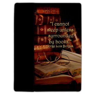 iPad 2/3 Leather Cover   Jorge Luis Borges Quote   "I cannot sleep"   Protective Leather Case Cell Phones & Accessories