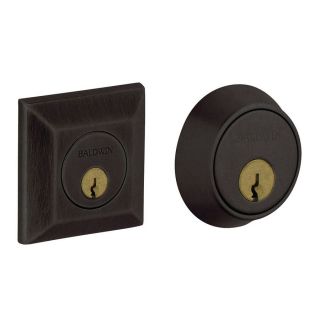 BALDWIN Squared Distressed Oil Rubbed Bronze Residential Double Cylinder Deadbolt
