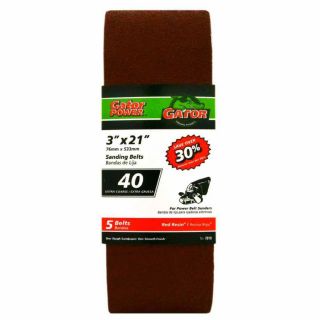 Gator 5 Pack 40 Grit 3 in W x 21 in L Sanding Belt Sandpaper